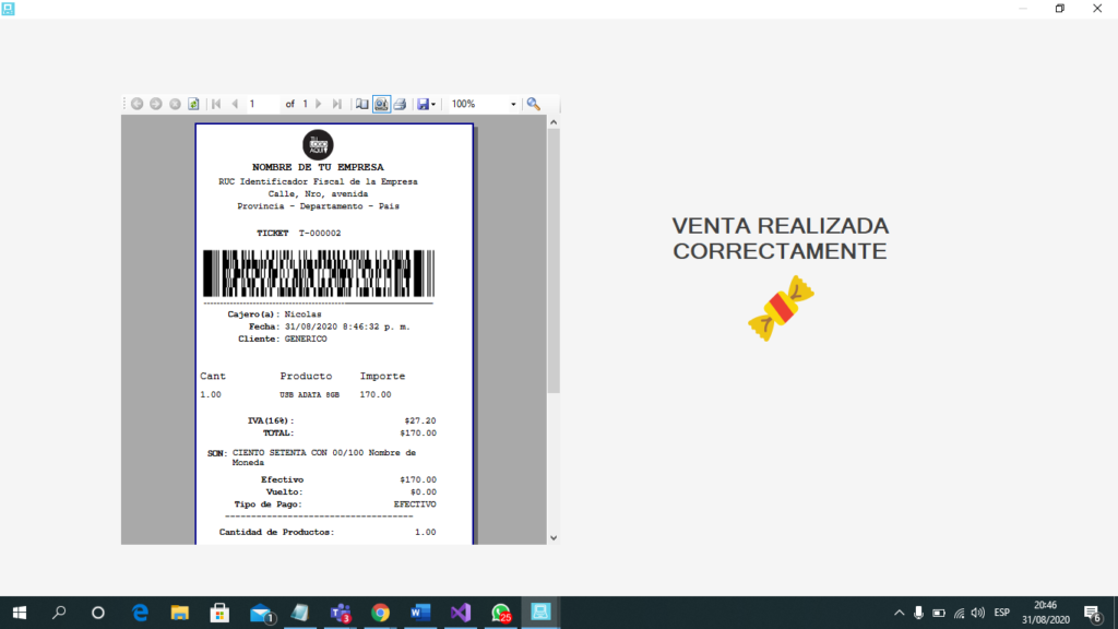 Vista previa Ticket